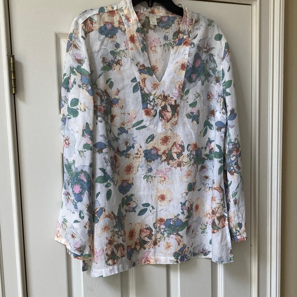 St. Tropez Floral V-Neck Blouse - Multicolor